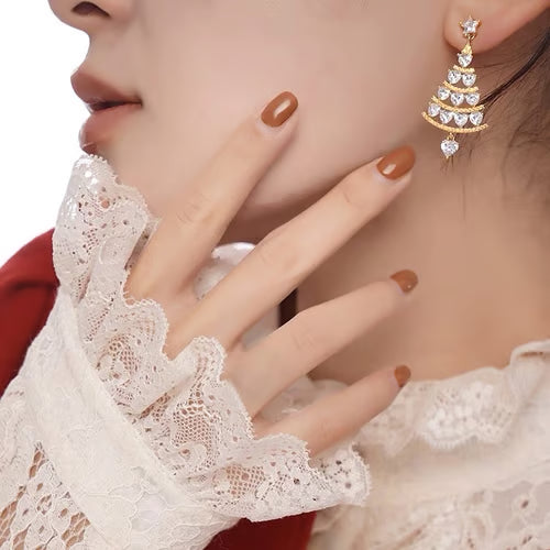đShiny Christmas Tree Earrings