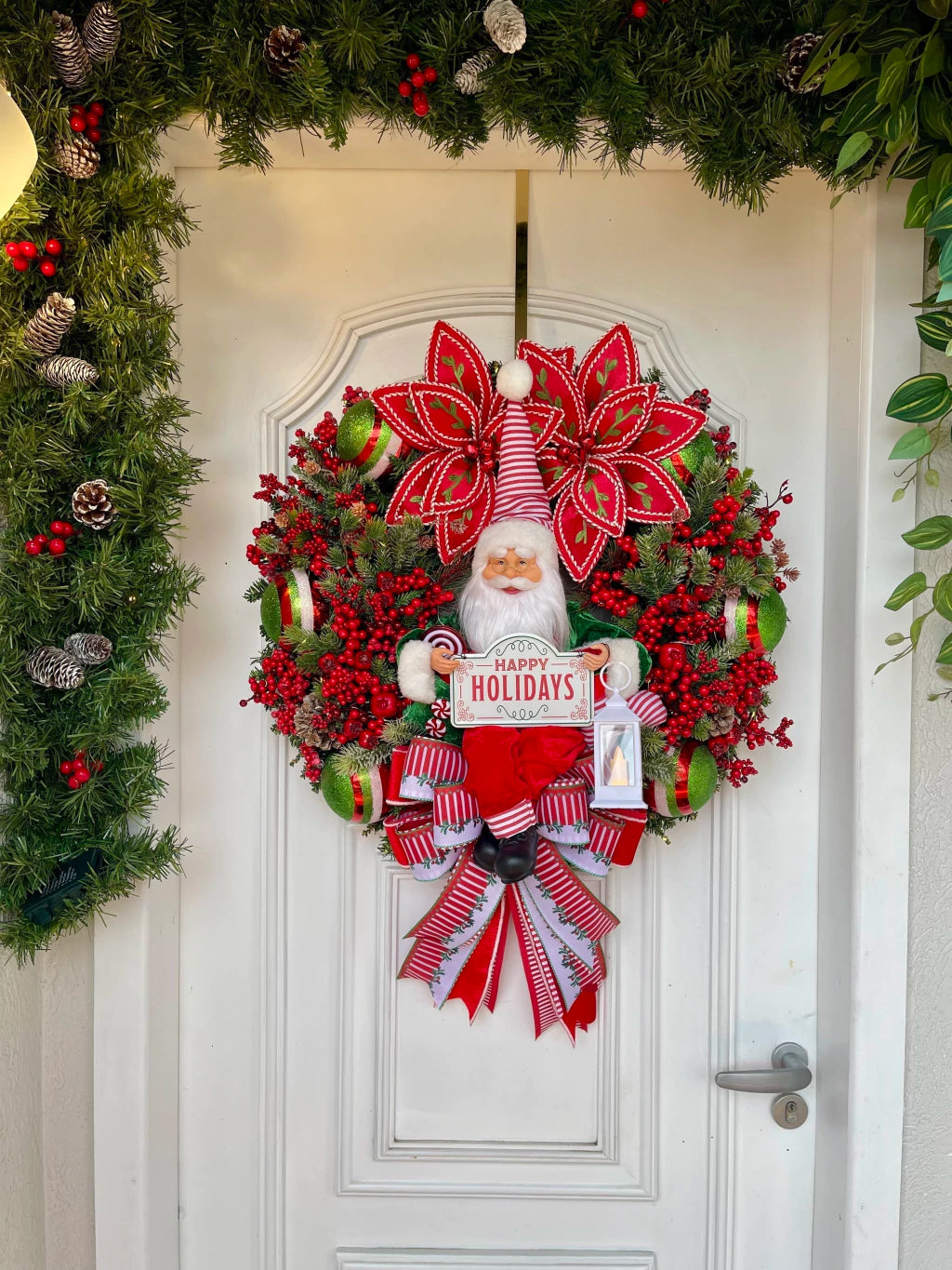 Christmas Wreath Green/Red 65cm with LED