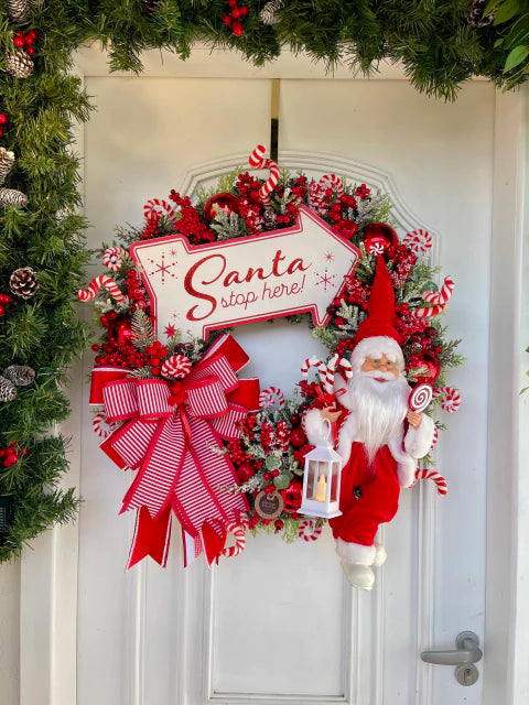 Santa Claus Christmas Wreath 65cm with LED