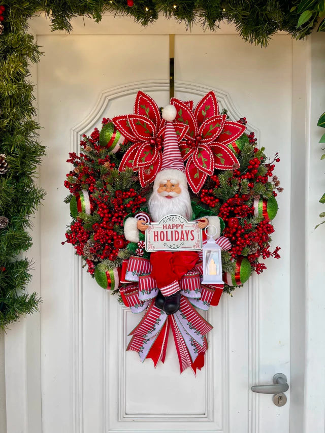 Christmas Wreath Green/Red 65cm with LED