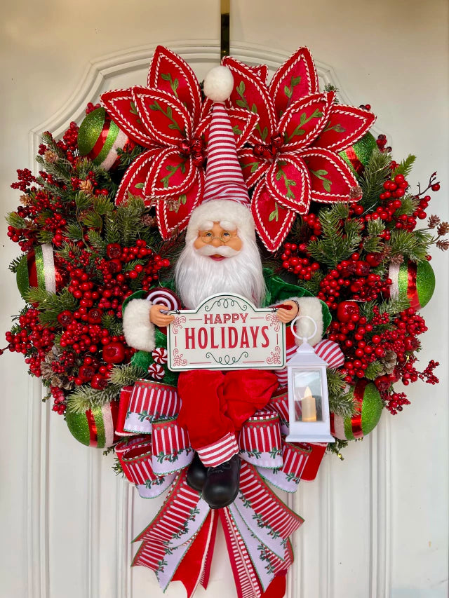 Christmas Wreath Green/Red 65cm with LED