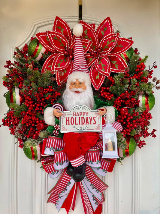 Christmas Wreath Green/Red 65cm with LED